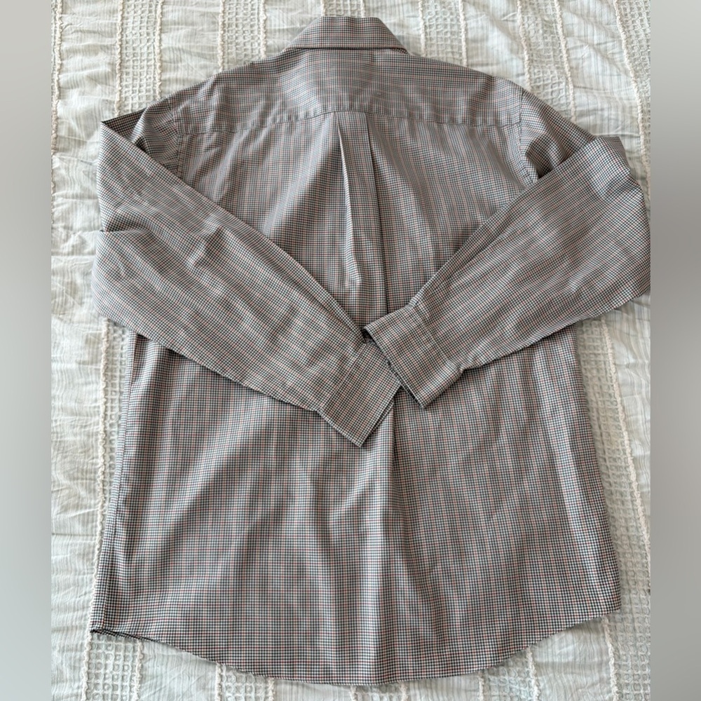 Jos A Bank Travelers Collection Cotton Houndstooth Plaid Shirt Men’s M LongSlv - Picture 6 of 6
